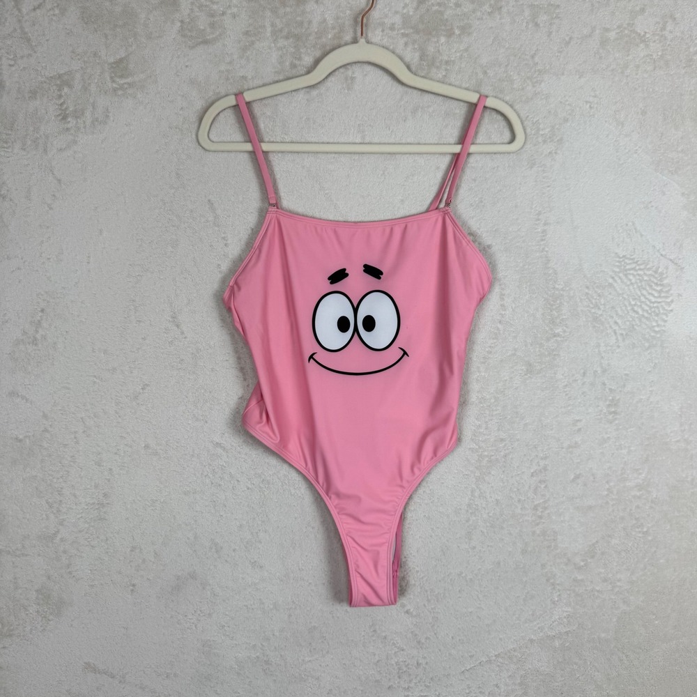 Romwe SpongeBob SquarePants Patrick Star Pink One Piece Swimsuit Large NWT